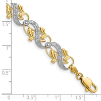 14K and White Rhodium Diamond-Cut Fancy Link Bracelet-FB1847-7.5