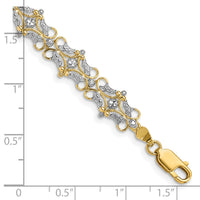 14k and White Rhodium Diamond-Cut Fancy Bracelet-FB1849-7.5