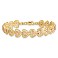 14k Two-tone D/C Heart w/Flowers 7.25in Bracelet-FB1850-7.25