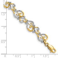 14K and White Rhodium Diamond-Cut Fancy Link Bracelet-FB1852-7.5