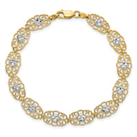 14k and White Rhodium Diamond-Cut Fancy Bracelet-FB1853-7.25