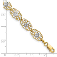 14k and White Rhodium Diamond-Cut Fancy Bracelet-FB1853-7.25