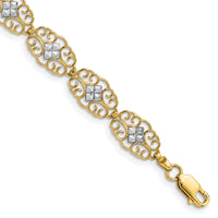 14k and White Rhodium Diamond-Cut Fancy Bracelet-FB1853-7.25
