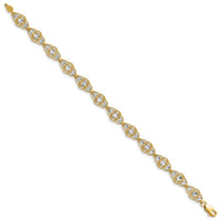 14k and White Rhodium Diamond-Cut Fancy Bracelet-FB1855-7.25