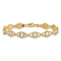 14k and White Rhodium Diamond-Cut Fancy Bracelet-FB1855-7.25