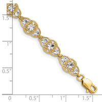 14k and White Rhodium Diamond-Cut Fancy Bracelet-FB1855-7.25