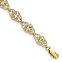 14k and White Rhodium Diamond-Cut Fancy Bracelet-FB1855-7.25