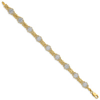 14k and White Rhodium Flower 7.5in Bracelet-FB1858-7.5