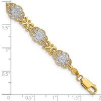 14k and White Rhodium Flower 7.5in Bracelet-FB1858-7.5