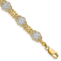 14k and White Rhodium Flower 7.5in Bracelet-FB1858-7.5
