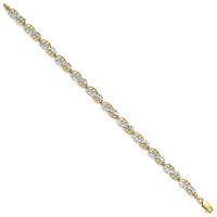 14K and White Rhodium Diamond-Cut Filigree Link Bracelet-FB1860-7.5