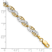 14K and White Rhodium Diamond-Cut Filigree Link Bracelet-FB1860-7.5