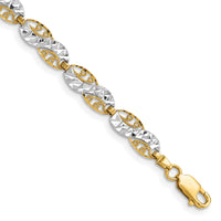 14K and White Rhodium Diamond-Cut Filigree Link Bracelet-FB1860-7.5