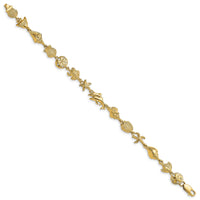 14k Nautical Combination w/ Dolphins Link Bracelet-FB1864-7.25