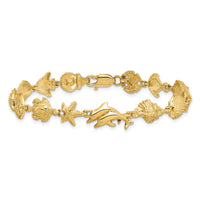 14k Nautical Combination w/ Dolphins Link Bracelet-FB1864-7.25