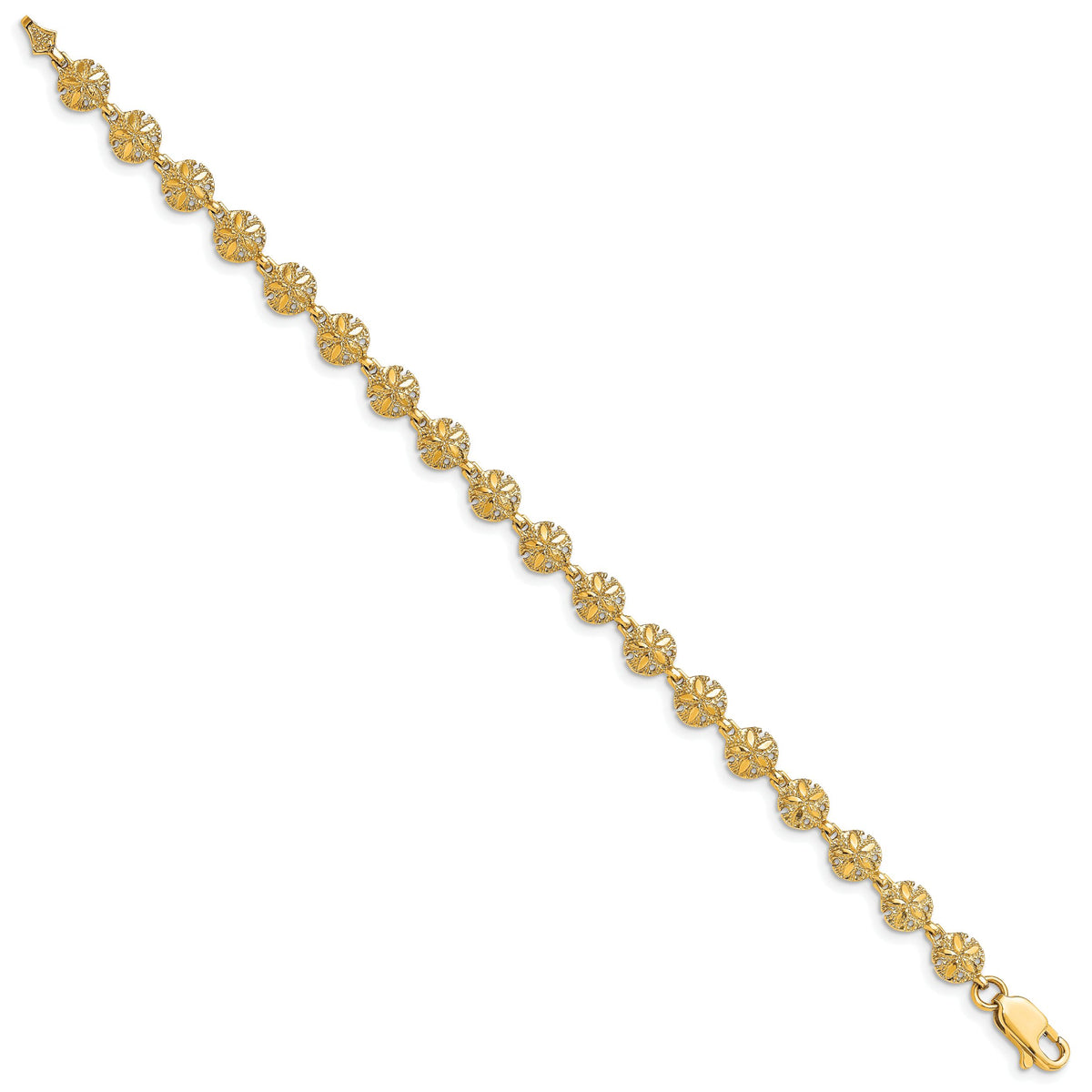14K Polished /Textured Mini Sand Dollar Bracelet-FB1866-7