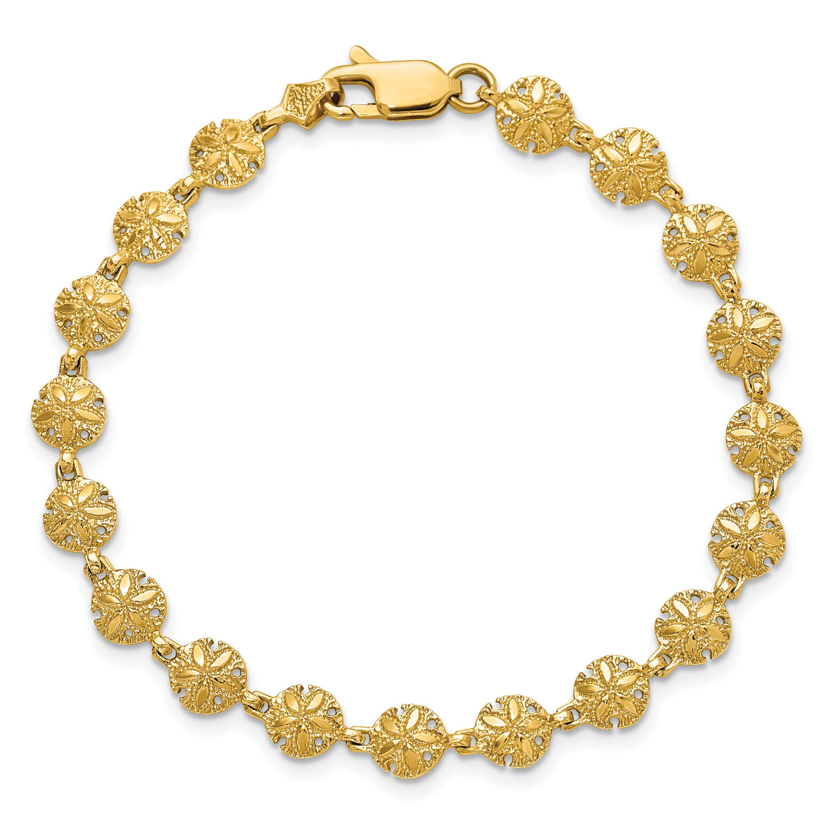14K Polished /Textured Mini Sand Dollar Bracelet-FB1866-7