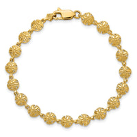 14K Polished /Textured Mini Sand Dollar Bracelet-FB1866-7