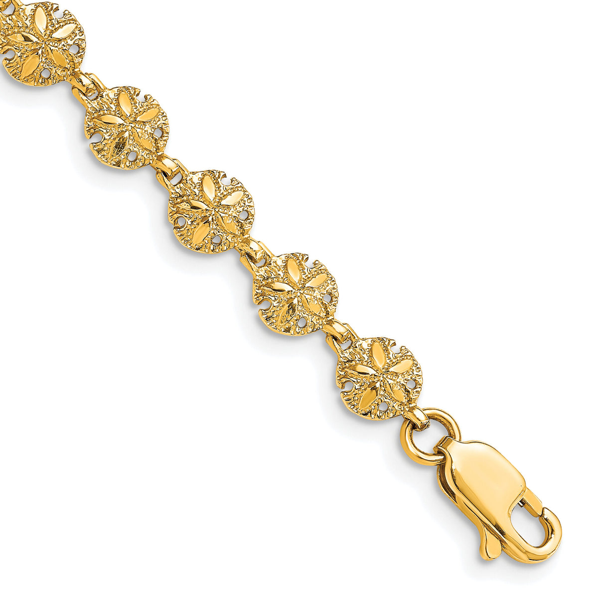 14K Polished /Textured Mini Sand Dollar Bracelet-FB1866-7
