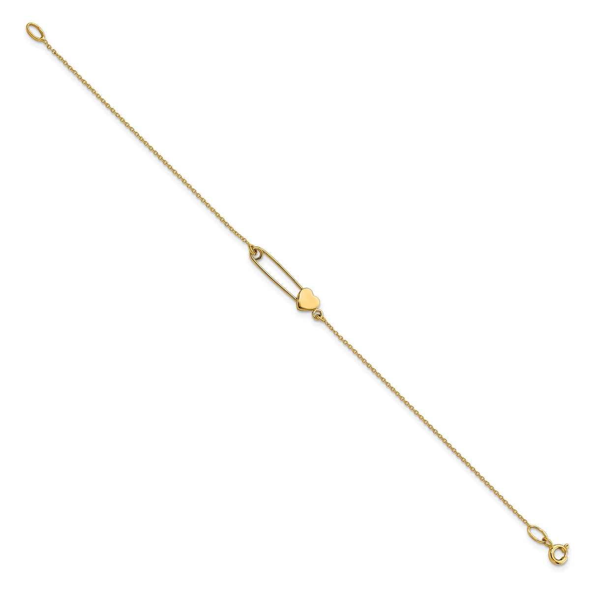 14K Safety Pin with Heart Bracelet-FB1869-7