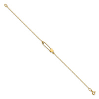 14K Safety Pin with Heart Bracelet-FB1869-7