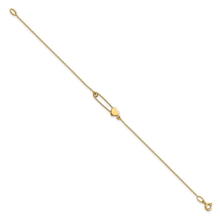 14K Safety Pin with Heart Bracelet-FB1869-7