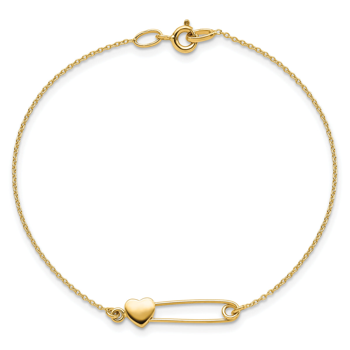 14K Safety Pin with Heart Bracelet-FB1869-7