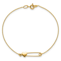 14K Safety Pin with Heart Bracelet-FB1869-7