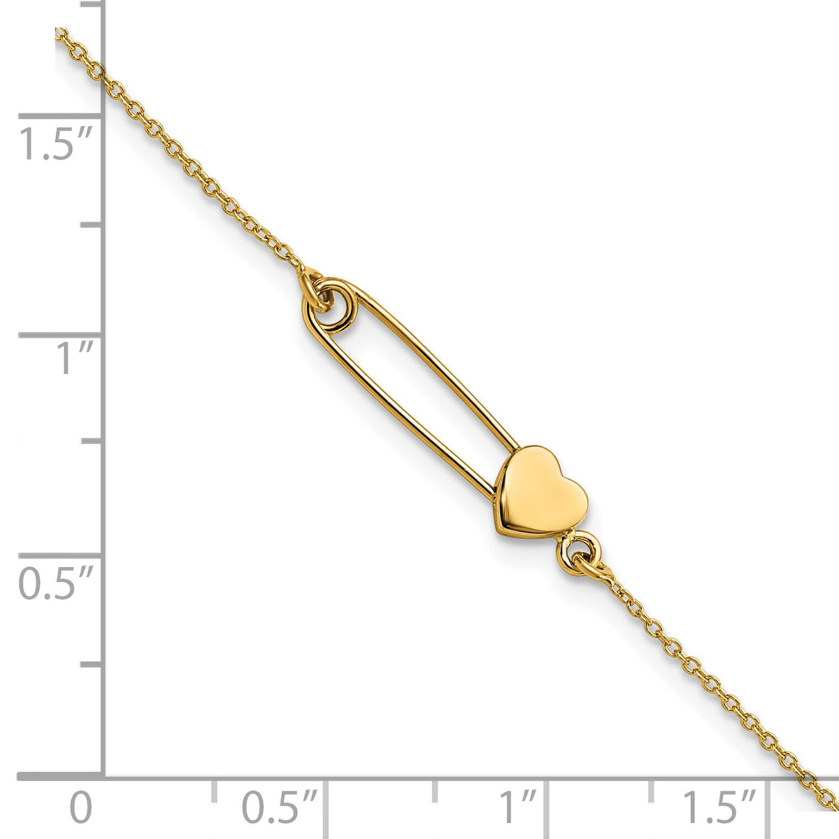 14K Safety Pin with Heart Bracelet-FB1869-7