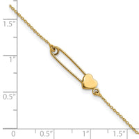 14K Safety Pin with Heart Bracelet-FB1869-7