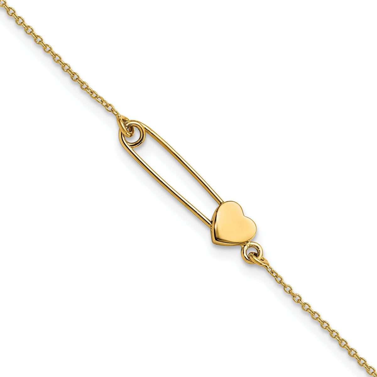 14K Safety Pin with Heart Bracelet-FB1869-7