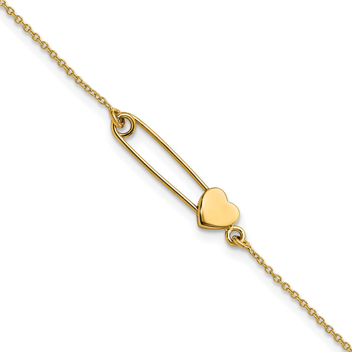 14K Safety Pin with Heart Bracelet-FB1869-7