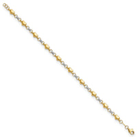 14K Two-tone Polished D/C Heart 7.5in Bracelet-FB1871-7.5