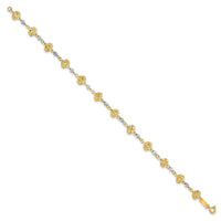14K Two Tone D/C Heart Link Bracelet-FB1872-7