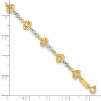 14K Two Tone D/C Heart Link Bracelet-FB1872-7