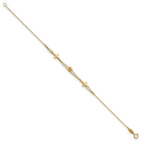 14K Polished Double Strand Cross 7.5in Bracelet-FB1875-7.5