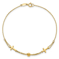 14K Polished Double Strand Cross 7.5in Bracelet-FB1875-7.5