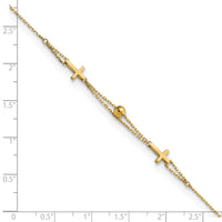 14K Polished Double Strand Cross 7.5in Bracelet-FB1875-7.5