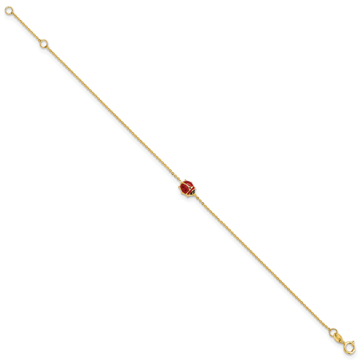 14k Polished Enameled Ladybug 6.5in w/.75in ext. Bracelet-FB1878-6.5
