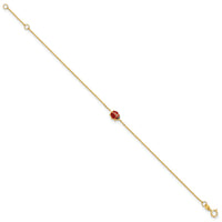 14k Polished Enameled Ladybug 6.5in w/.75in ext. Bracelet-FB1878-6.5