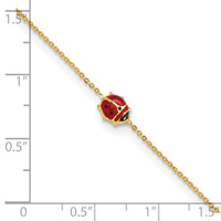 14k Polished Enameled Ladybug 6.5in w/.75in ext. Bracelet-FB1878-6.5