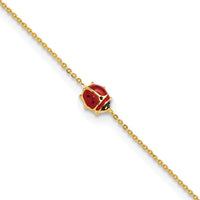 14k Polished Enameled Ladybug 6.5in w/.75in ext. Bracelet-FB1878-6.5
