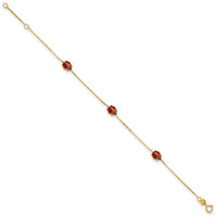 14k Polished Enameled Ladybugs 6.5in w/.75in ext. Bracelet-FB1879-6.5