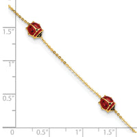 14k Polished Enameled Ladybugs 6.5in w/.75in ext. Bracelet-FB1879-6.5