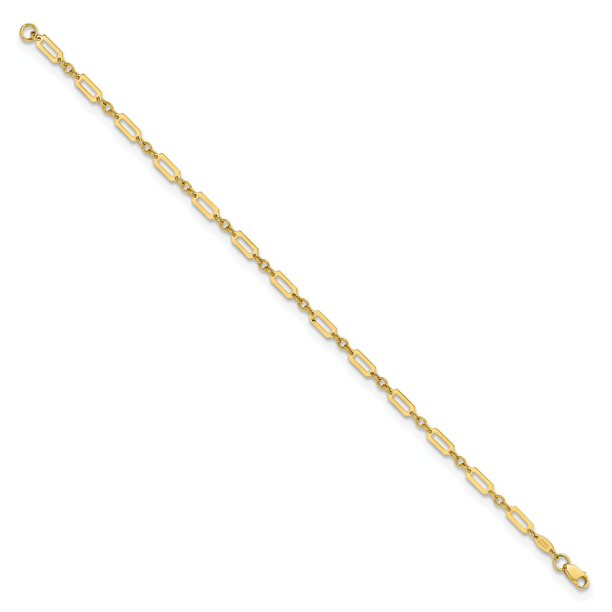 14K Polished Fancy Rectangle Link 7.5in Bracelet-FB1885-7.5