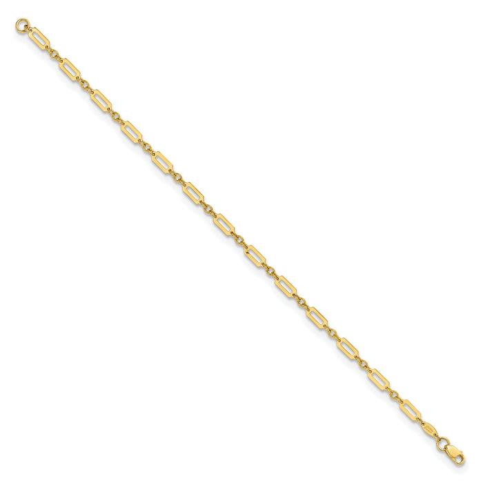 14K Polished Fancy Rectangle Link 7.5in Bracelet-FB1885-7.5