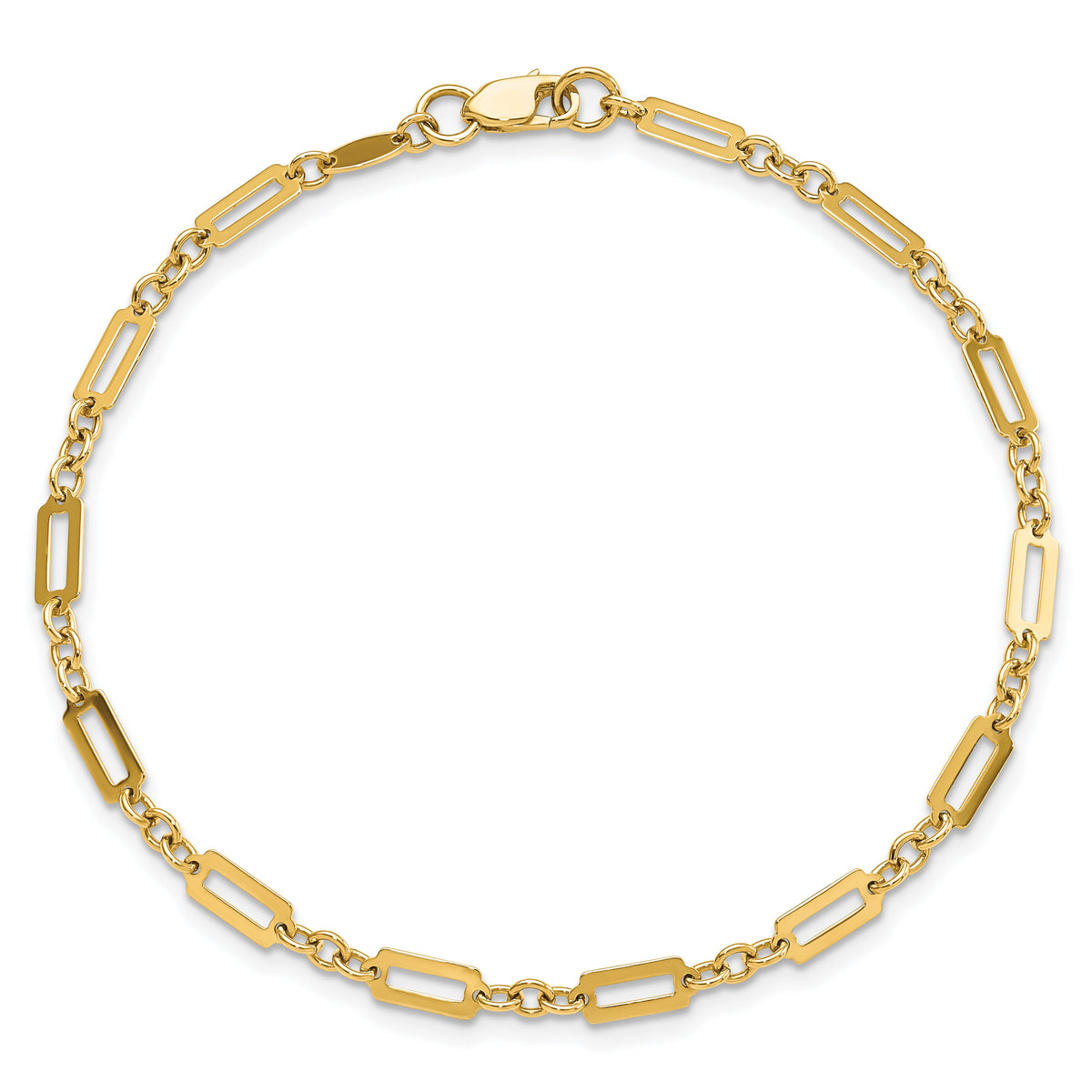 14K Polished Fancy Rectangle Link 7.5in Bracelet-FB1885-7.5