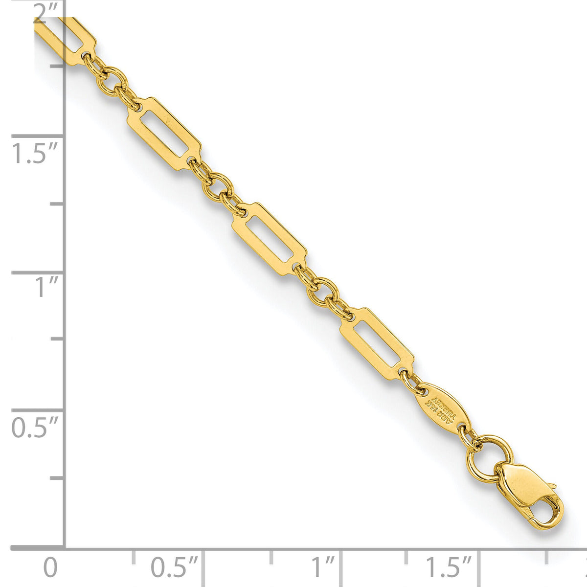 14K Polished Fancy Rectangle Link 7.5in Bracelet-FB1885-7.5