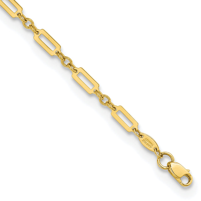 14K Polished Fancy Rectangle Link 7.5in Bracelet-FB1885-7.5