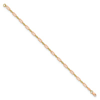 14k Two-tone Polished Fancy Rectangle Link 7.5in Bracelet-FB1885Y/R-7.5